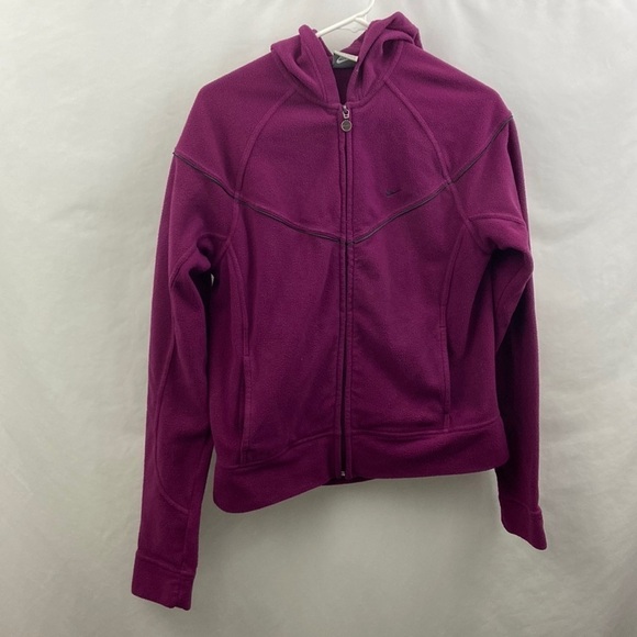 Nike Womens Fleece Size Large Full Zip Up Purple Thermal Hoodie - Picture 1 of 9